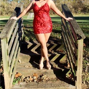 Red hoco/party dress with red sequins